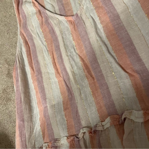 Rails Cream & Pink Striped Peplum Tank Top Size M - Picture 2 of 7